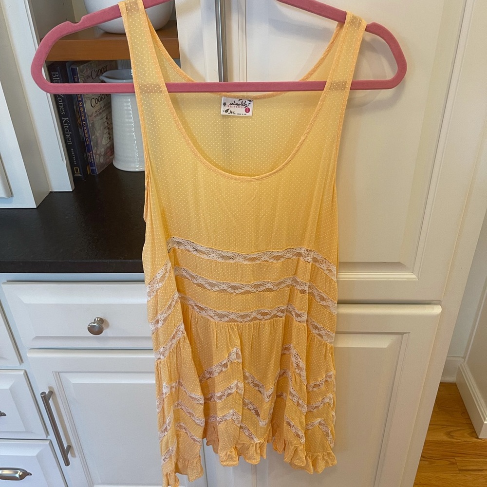 Yellow free people lace tank